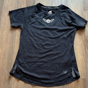 New Balance Black Short Sleeve Running T‑Shirt with Wing Logo